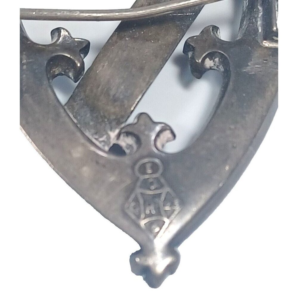 Victorian Sterling Silver Scottish Crest With Crown Agate Brooch Pin Circa 1890 - Picture 8 of 10